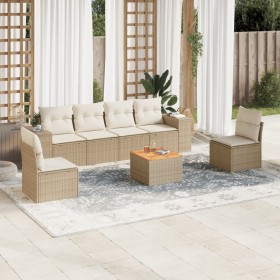 Set sofás de jardín 7 piezas y cojines ratán sintético beige en Conjuntos de jardín | Comprar online en Foru.es