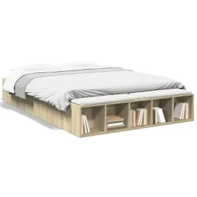 Estructura de cama madera de ingeniería roble Sonoma 160x200 cm de vidaXL, Camas y somieres - Ref: Foro24-3280554, Precio: 13...