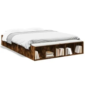 Estructura de cama madera de ingeniería roble ahumado 120x200cm de vidaXL, Camas y somieres - Ref: Foro24-3280577, Precio: 13...