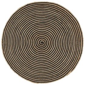 Alfombra de yute tejida a mano diseño espiral negro 150 cm en Alfombras | Comprar online en Foru.es