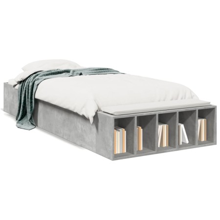 Estructura de cama madera de ingeniería gris hormigón 100x200cm de vidaXL, Camas y somieres - Ref: Foro24-3280604, Precio: 10...
