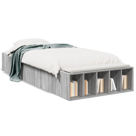 Estructura de cama madera de ingeniería gris Sonoma 100x200 cm de vidaXL, Camas y somieres - Ref: Foro24-3280606, Precio: 111...
