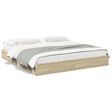 Cama con cajones madera ingeniería roble Sonoma 200x200 cm de vidaXL, Camas y somieres - Ref: Foro24-3280631, Precio: 182,67 ...