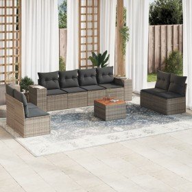 Set de muebles de jardín 9 pzas y cojines ratán sintético gris en Conjuntos de jardín | Comprar online en Foru.es