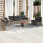 Set de muebles de jardín 9 pzas y cojines ratán sintético gris en Conjuntos de jardín | Comprar online en Foru.es