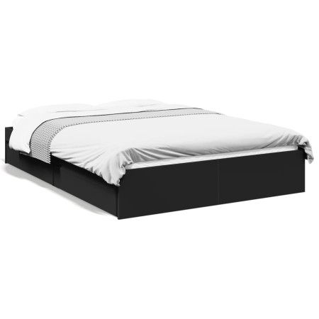 Cama con cajones madera de ingeniería negro 120x200 cm de vidaXL, Camas y somieres - Ref: Foro24-3280665, Precio: 203,90 €, D...