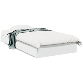 White engineered wood bed with drawers 100x200 cm by vidaXL, Beds and slatted bases - Ref: Foro24-3280671, Price: 139,55 €, D...