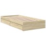 Cama con cajones madera ingeniería roble Sonoma 90x190 cm de vidaXL, Camas y somieres - Ref: Foro24-3280708, Precio: 130,23 €...