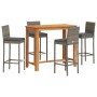 Mesa y taburetes de jardín 5 pzas madera acacia ratán PE gris de vidaXL, Conjuntos de jardín - Ref: Foro24-3295279, Precio: 5...