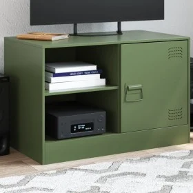 Mueble para TV de acero verde oliva 67x39x44 cm de vidaXL, Muebles TV - Ref: Foro24-841699, Precio: 61,29 €, Descuento: %