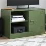 Mueble para TV de acero verde oliva 67x39x44 cm de vidaXL, Muebles TV - Ref: Foro24-841699, Precio: 61,29 €, Descuento: %