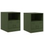 Mesitas de noche 2 unidades acero verde oliva 34,5x39x44 cm de vidaXL, Mesitas de noche - Ref: Foro24-841760, Precio: 82,15 €...