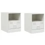 Mesitas de noche 2 unidades acero blanco 34,5x39x44 cm de vidaXL, Mesitas de noche - Ref: Foro24-841762, Precio: 81,05 €, Des...