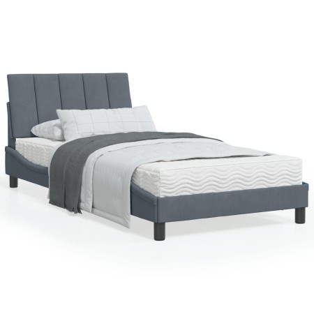 Cama con colchón terciopelo gris oscuro 100x200 cm de vidaXL, Camas y somieres - Ref: Foro24-3208581, Precio: 298,51 €, Descu...