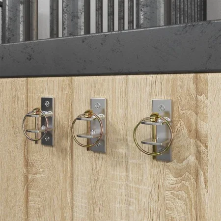 Ganchos de pared para cubos 3 uds acero plateado y marrón de vidaXL, Pienso para caballos - Ref: Foro24-172473, Precio: 15,89...