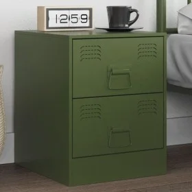 Mesita de noche de acero verde 34,5x39x44 cm de vidaXL, Mesitas de noche - Ref: Foro24-841627, Precio: 53,40 €, Descuento: %