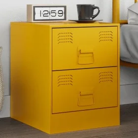 Mesita de noche de acero amarilla 34,5x39x44 cm de vidaXL, Mesitas de noche - Ref: Foro24-841625, Precio: 59,64 €, Descuento: %