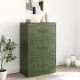 Aparador de acero verde oliva 67x39x107 cm de vidaXL, Aparadores - Ref: Foro24-841659, Precio: 147,15 €, Descuento: %