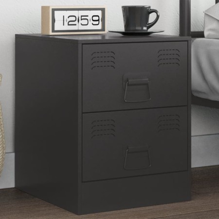 Mesita de noche acero negra 34,5x39x44 cm de vidaXL, Mesitas de noche - Ref: Foro24-841619, Precio: 51,75 €, Descuento: %