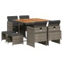 Set comedor jardín 9 pzas y cojines ratán sintético gris de vidaXL, Conjuntos de jardín - Ref: Foro24-3277729, Precio: 534,95...