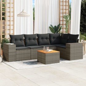 Set de muebles de jardín 6 pzas y cojines ratán sintético gris en Conjuntos de jardín | Comprar online en Foru.es