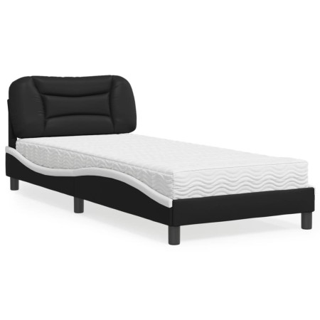 Cama con colchón cuero sintético negro y blanco 80x200 cm de vidaXL, Camas y somieres - Ref: Foro24-3208687, Precio: 281,02 €...