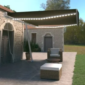 Toldo retráctil manual con LED gris antracita 500x350 cm de vidaXL, Toldos - Ref: Foro24-3069664, Precio: 616,06 €, Descuento: %