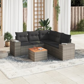 Set de muebles de jardín 6 pzas y cojines ratán sintético gris en Conjuntos de jardín | Comprar online en Foru.es