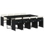 Set de comedor de jardín 9 pzas y cojines ratán sintético negro de vidaXL, Conjuntos de jardín - Ref: Foro24-3277865, Precio:...