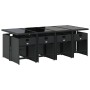 Set de comedor de jardín 9 pzas y cojines ratán sintético negro de vidaXL, Conjuntos de jardín - Ref: Foro24-3277865, Precio:...
