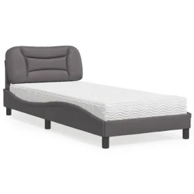 Bed with gray synthetic leather mattress 90x190 cm by vidaXL, Beds and slatted bases - Ref: Foro24-3208692, Price: 272,02 €, ...