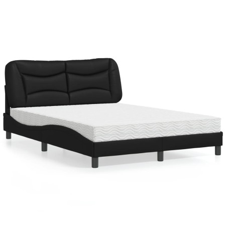 Cama con colchón cuero sintético negro 140x190 cm de vidaXL, Camas y somieres - Ref: Foro24-3208717, Precio: 420,85 €, Descue...