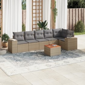 Set sofás de jardín 7 piezas y cojines ratán sintético beige en Conjuntos de jardín | Comprar online en Foru.es