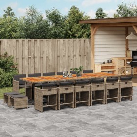 Set comedor de jardín 17 pzas y cojines ratán sintético gris de vidaXL, Conjuntos de jardín - Ref: Foro24-3277957, Precio: 98...