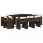 Set comedor de jardín 11 pzas y cojines ratán sintético marrón de vidaXL, Conjuntos de jardín - Ref: Foro24-3277976, Precio: ...