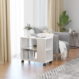Mesa auxiliar madera contrachapada blanco brillante 70x35x55 cm de vidaXL, Mesas auxiliares - Ref: Foro24-802126, Precio: 47,...