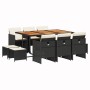 Set de comedor jardín 11 pzas con cojines ratán sintético negro de vidaXL, Conjuntos de jardín - Ref: Foro24-3277742, Precio:...
