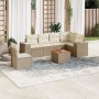 Set sofás de jardín 7 piezas y cojines ratán sintético beige en Conjuntos de jardín | Comprar online en Foru.es