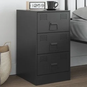 Mesita de noche acero negra 34,5x39x62 cm de vidaXL, Mesitas de noche - Ref: Foro24-841775, Precio: 102,40 €, Descuento: %