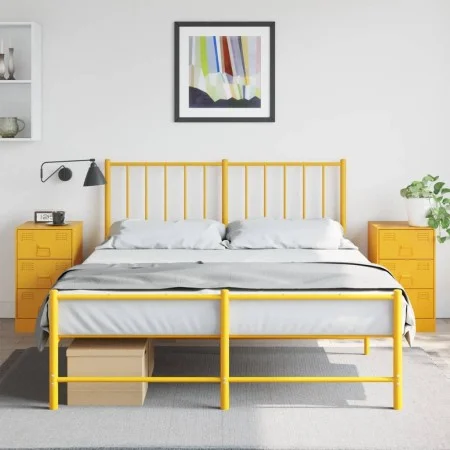 Mesitas de noche 2 uds acero amarillo mostaza 34,5x39x62 cm de vidaXL, Mesitas de noche - Ref: Foro24-841782, Precio: 139,84 ...