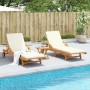 Tumbonas con mesa 2 unidades madera maciza de acacia de vidaXL, Tumbonas - Ref: Foro24-3206367, Precio: 507,72 €, Descuento: %