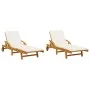 Loungers with table 2 units solid acacia wood by vidaXL, Loungers - Ref: Foro24-3206367, Price: 486,17 €, Discount: %