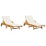 Tumbonas con mesa 2 unidades madera maciza de acacia de vidaXL, Tumbonas - Ref: Foro24-3206367, Precio: 507,72 €, Descuento: %
