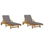 Sun loungers with cushions 2 pcs solid acacia wood 200x68x83 cm by vidaXL, Loungers - Ref: Foro24-3206373, Price: 481,73 €, D...