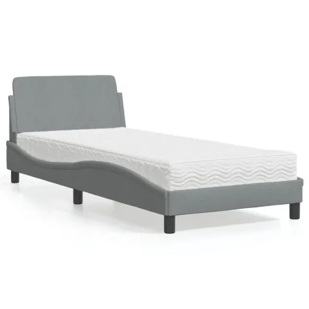 Bed with light gray fabric mattress 80x200 cm by vidaXL, Beds and slatted bases - Ref: Foro24-3208284, Price: 232,63 €, Disco...