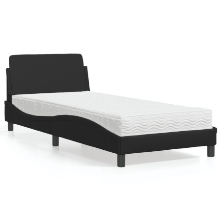 Cama con colchón cuero sintético negro 90x190 cm de vidaXL, Camas y somieres - Ref: Foro24-3208317, Precio: 233,37 €, Descuen...