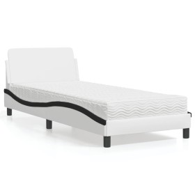 Cama con colchón cuero sintético blanco y negro 90x200 cm de vidaXL, Camas y somieres - Ref: Foro24-3208343, Precio: 238,52 €...