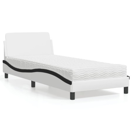 Cama con colchón cuero sintético blanco y negro 90x200 cm de vidaXL, Camas y somieres - Ref: Foro24-3208343, Precio: 238,52 €...