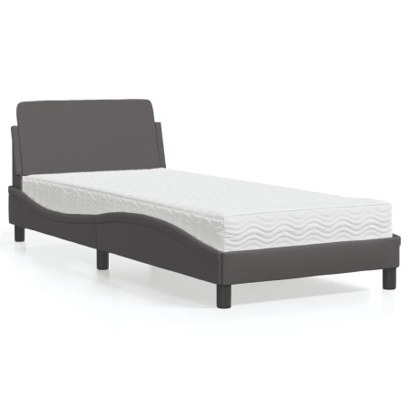 Cama con colchón cuero sintético gris 90x190 cm de vidaXL, Camas y somieres - Ref: Foro24-3208320, Precio: 235,31 €, Descuent...
