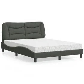Cama con colchón tela gris oscuro 140x190 cm de vidaXL, Camas y somieres - Ref: Foro24-3208528, Precio: 413,01 €, Descuento: %